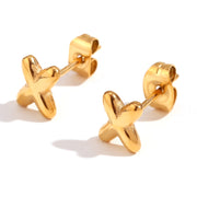 Titanium Steel Earrings 18K Gold Mini Alphabet Letter – Gifts for Her — 13