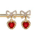 Zinc Alloy Bow Heart Shape With Diamond Earrings – Meaningful Gifts — 8