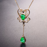 Emerald Color Treasure Hollow Pendant Necklace – Jewelry Gift Ideas — 1