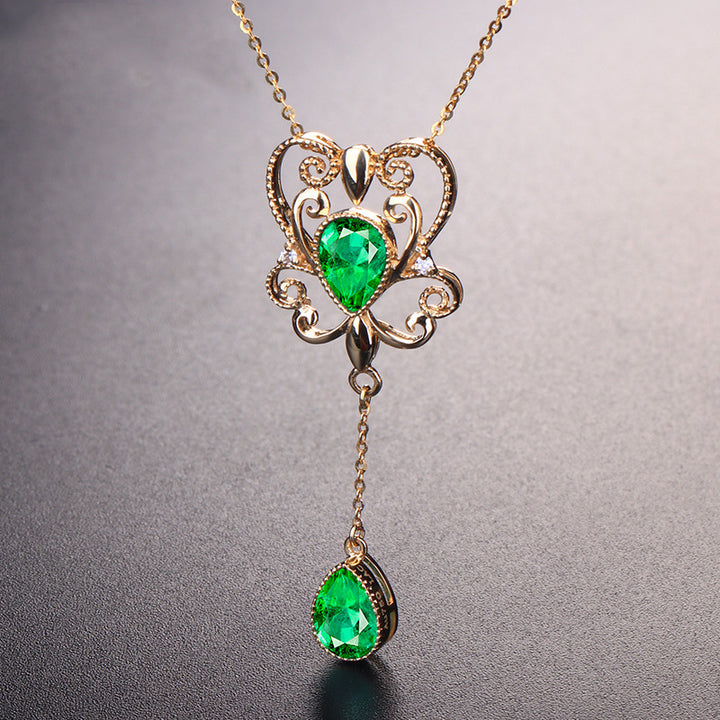 Emerald Color Treasure Hollow Pendant Necklace – Jewelry Gift Ideas — 1
