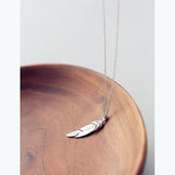 S925 Sterling Silver Necklace Glossy Feather – Jewelry Gift Ideas — 3
