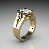 Plated Sapphire Engagement Simulation Diamond Ring – Gifts for Couples — 5