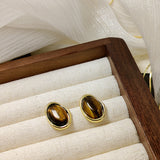 Retro Cymophanite Oval Earrings – Small Gift Ideas — 7