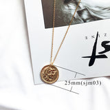 Simple Vintage Carved Coin Pendant Necklace – Jewelry Gift Ideas — 4
