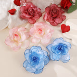 Gradient Stereo Net Yarn Flowers Female Earrings – Gifts for Her — 3