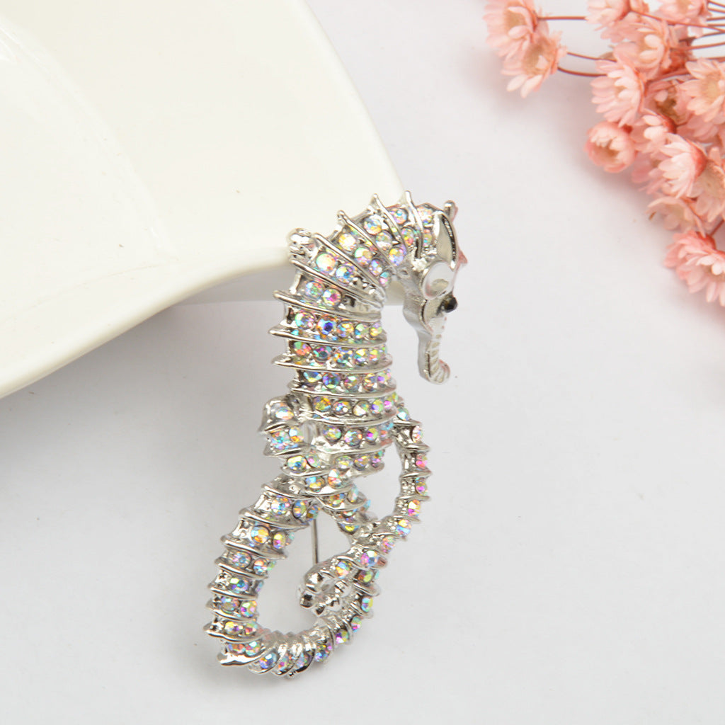 Ocean Series Fashion Diamond Seahorse Brooch – Stylish Gifts — 1