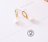 Vintage geometric metal pearl asymmetric earrings – Surprise Gifts — 11