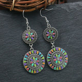 Round Flower Dripping Rhinestone Alloy Earrings – Useful Gifts — 6