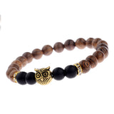 Owl frosted stone lifeline wood grain bracelet – Jewelry Gift Ideas — 6