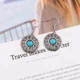 Round Turquoise Alloy Earrings – Birthday Gifts — 5