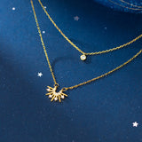 Diamond sun necklace double clavicle chain – Jewelry Gift Ideas — 4