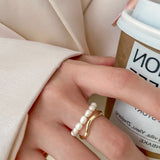 Women's Shaped Small Rice-shaped Beads Oval Pearl Ring – Gifts for Her — 1