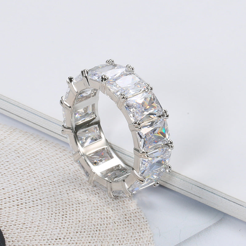Fashion Bright Diamond Square Gemstone New Ring Women – Stylish Gifts — 1