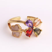 Copper Micro-set Colored Zircon Heart-shaped Ring – Gifts for Her — 8