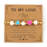 Copper Oil Drop Peach Heart Couple Bracelet – Gifts for Couples — 13