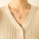 Emerald Zircon Necklace Titanium Steel 18K Gold – Jewelry Gift Ideas — 9