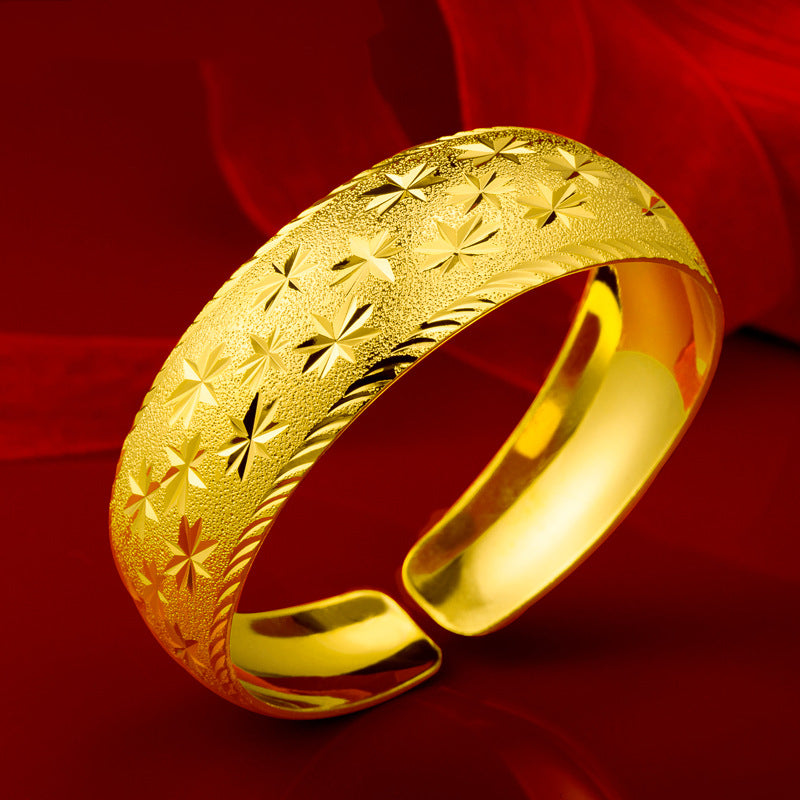 Wedding Ornament Wide Gold Plated Bracelet – Jewelry Gift Ideas — 1