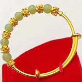 Brass Gold-plated Chalcedony Flower Pull Bracelet Hand – Stylish Gifts — 2
