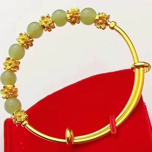 Brass Gold-plated Chalcedony Flower Pull Bracelet Hand – Stylish Gifts — 2