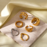 Women's Retro Minority Hammered Opening Couple Rings – Gifts for Her — 9