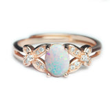 Rose Gold Ring White Opal Colorful – Holiday Gift Ideas — 5