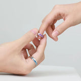 Pink Blue Lake Couple Sterling Silver Ring Pair – Gifts for Her — 3