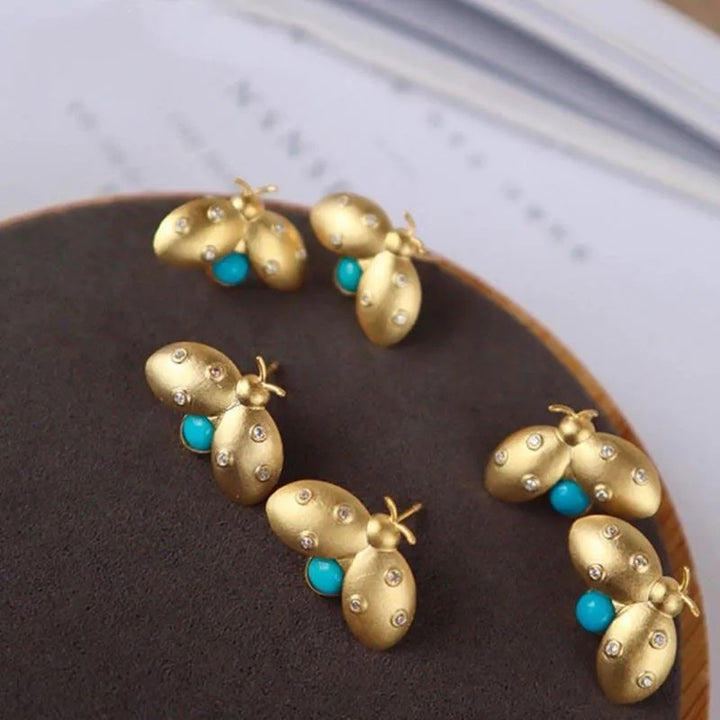 S925 Silver Gold Plated Coccinella Earrings – Holiday Gift Ideas — 1