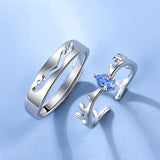 Couple Style Fashion Blue Diamond Antler Ring – Stylish Gifts — 4