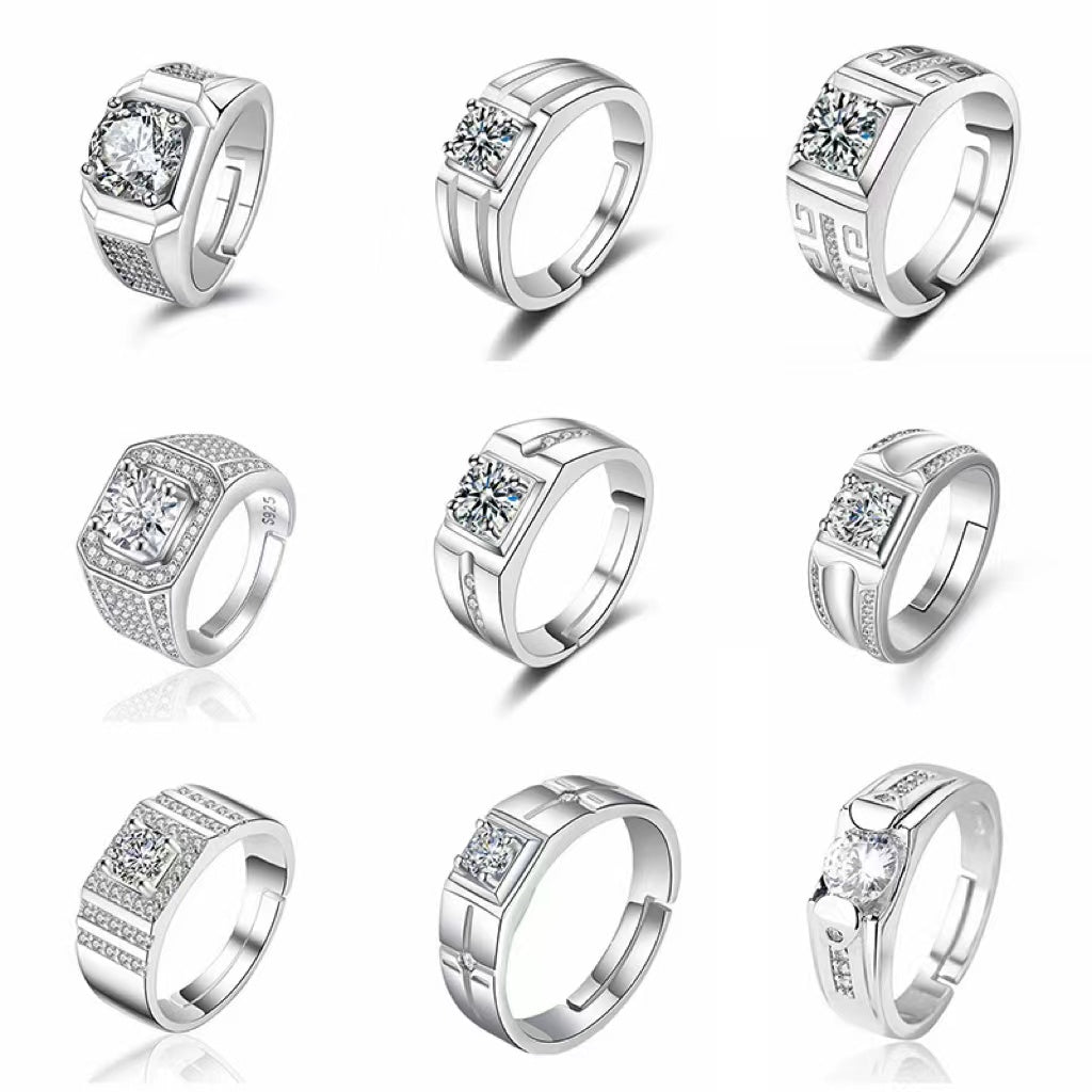 Men's Ring 925 Silver Mosanite Copper Plated Platinum – Gifts for Him — 1