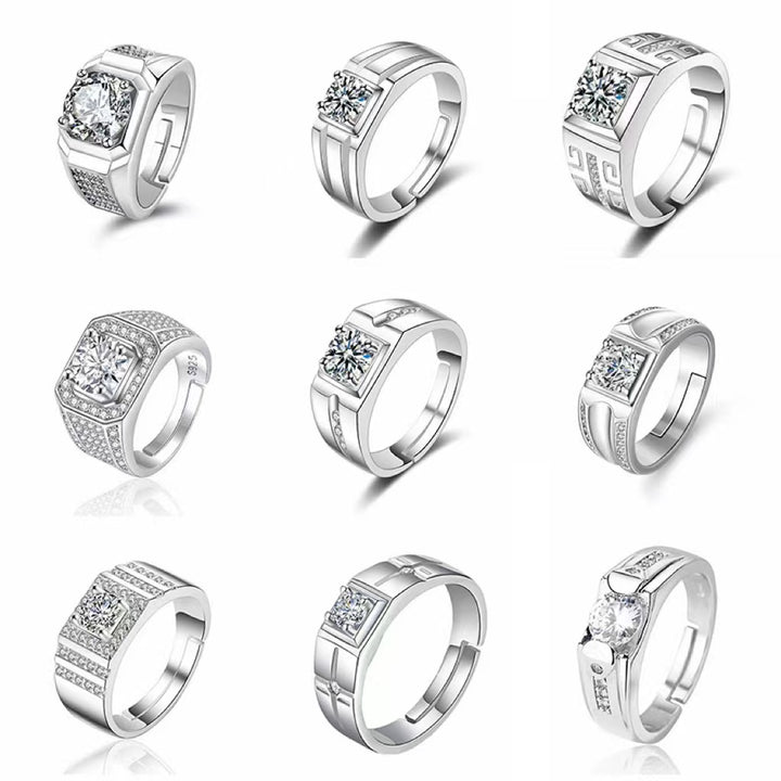 Men's Ring 925 Silver Mosanite Copper Plated Platinum – Gifts for Him — 1