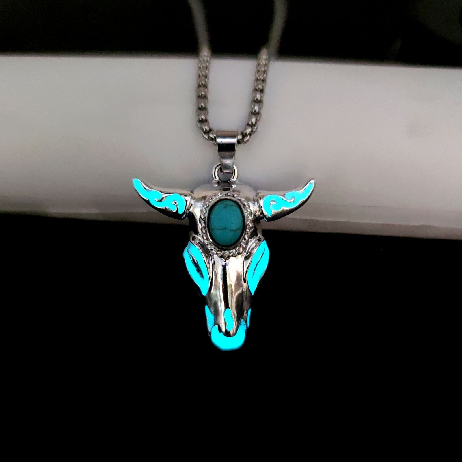 Punk Fashion Turquoise Skull Bull Head Stainless – Jewelry Gift Ideas — 1