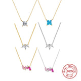 Women's Collarbone Necklace With Colored Diamonds – Jewelry Gift Ideas — 3
