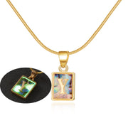 26 Letter Square Necklace Colorful Shell Luminous – Jewelry Gift Ideas — 18