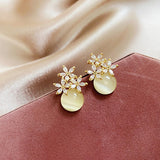 Silver Needle Opal Earrings Temperament Geometric – Stylish Gifts — 4