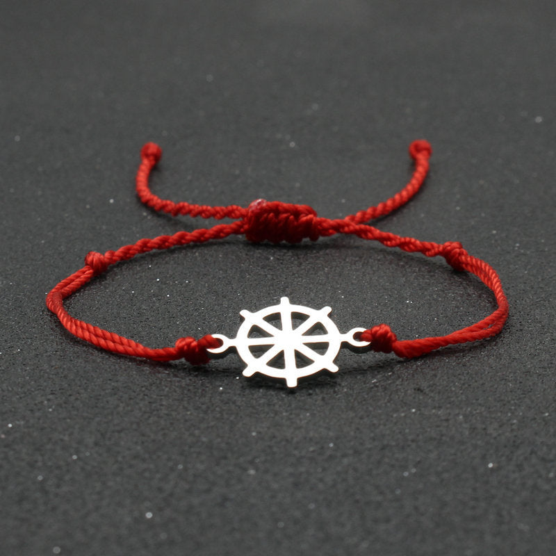 Stainless Steel Rudder Bracelet Hand Braided Rope – Jewelry Gift Ideas — 1