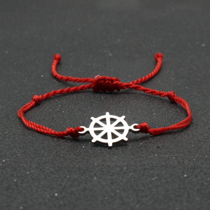 Stainless Steel Rudder Bracelet Hand Braided Rope – Jewelry Gift Ideas — 1