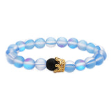 Blue Frosted Moonstone Crown Bracelet With Beads – Jewelry Gift Ideas — 2