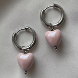 Sweet White Ceramic Love Pendant Earrings – Jewelry Gift Ideas — 2