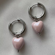 Sweet White Ceramic Love Pendant Earrings – Jewelry Gift Ideas — 2