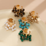 High Profile Retro Colorful Gemstone Pearl Tassel Ring – Gifts for Her — 7