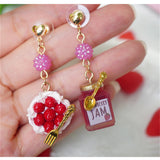 Creative Miniature Food Play Asymmetrical Silver Earrings – Gift Ideas — 2