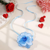 Fabric Flower Long Necklace Valentine's Day – Jewelry Gift Ideas — 5