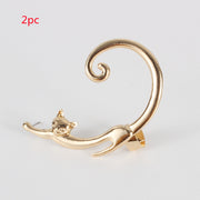 Single Piece Punk Style Cat Post Earring with Ear Cuff – Stylish Gifts — 3