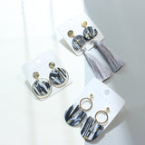 Women's Geometric Clay Black Gold Foil Earrings – Gifts for Her — 6