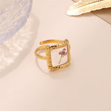Women's Stainless Steel Preserved Fresh Flower Ring – Gifts for Her — 9