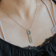 Twelve Color Birthstone Long Engraved Necklace – Jewelry Gift Ideas — 5