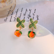 Beautiful Japanese Girl Orange Glass Stud Earrings – Gifts for Kids — 1