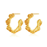 Rose Carved Retro Textured Earrings – Surprise Gifts — 7