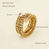 Stainless Steel 18K Full Diamond Multilayer Ring – Birthday Gifts — 9