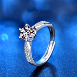 Women's Sterling Silver Six Prong Faux Moissanite Ring – Gifts for Her — 3